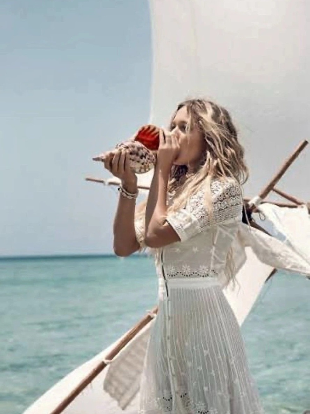 Spell & The Gypsy Saharan Embroidered Eyelet Maxi Dress in White Size Large - Picture 3 of 11